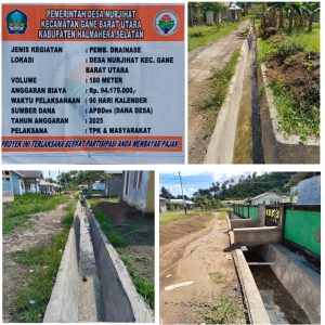 Pembangunan Drainase di Desa Nurjihat Tuntas Dikerjakan Tahun Anggaran 2025
